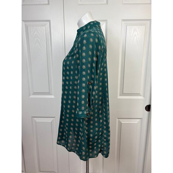 Anthropologie Maeve Monika Tunic Top Teal XS Button Down - Picture 5 of 11